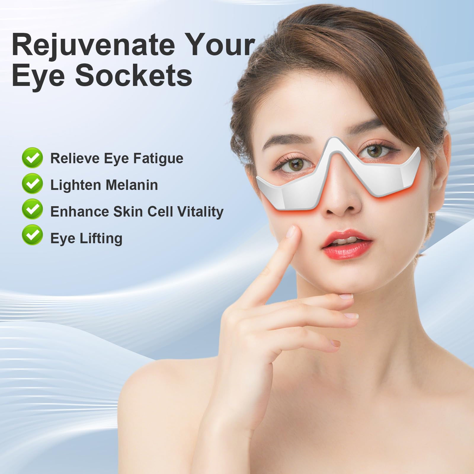 Gafas de Terapia de Luz Roja para Ojos, Dispositivo contra Ojeras, Bolsas & Fatiga, Masajeador Ocular LED Recargable 3 Modos, Regalo de Belleza Portátil para Mujer/Hombre