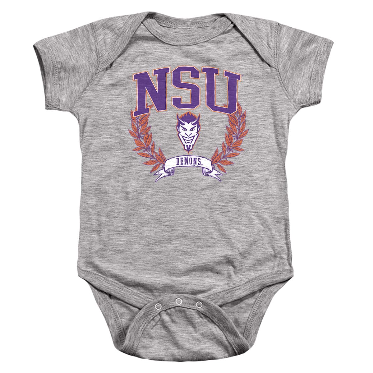 LOGOVISION Northwestern State University Laurels Dark Unisex Infant Snap Suit for Baby, Athletic Heather, Large