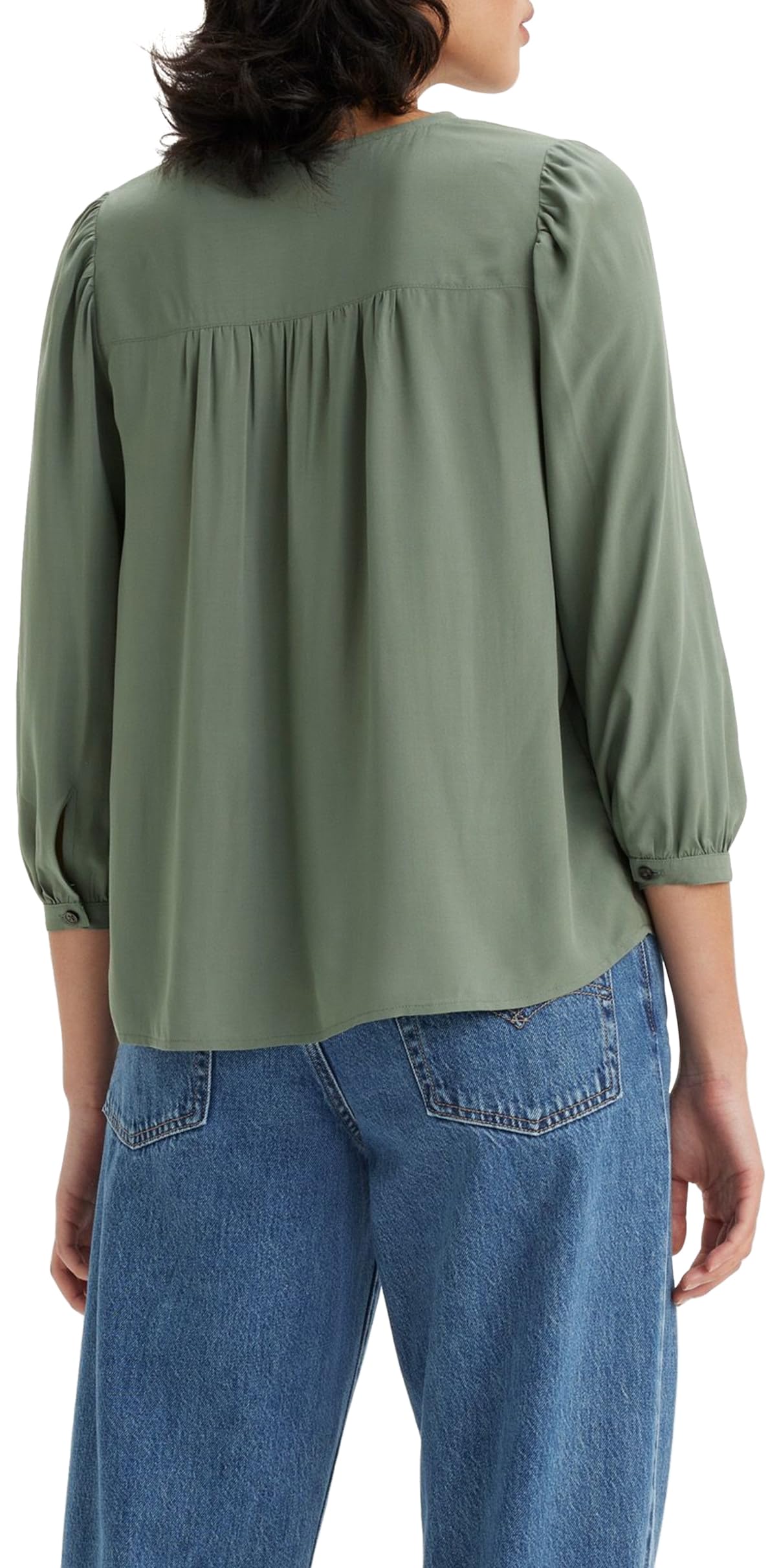 Levi's Damska bluzka Halsey z rękawem 3/4, Ciemny las, S