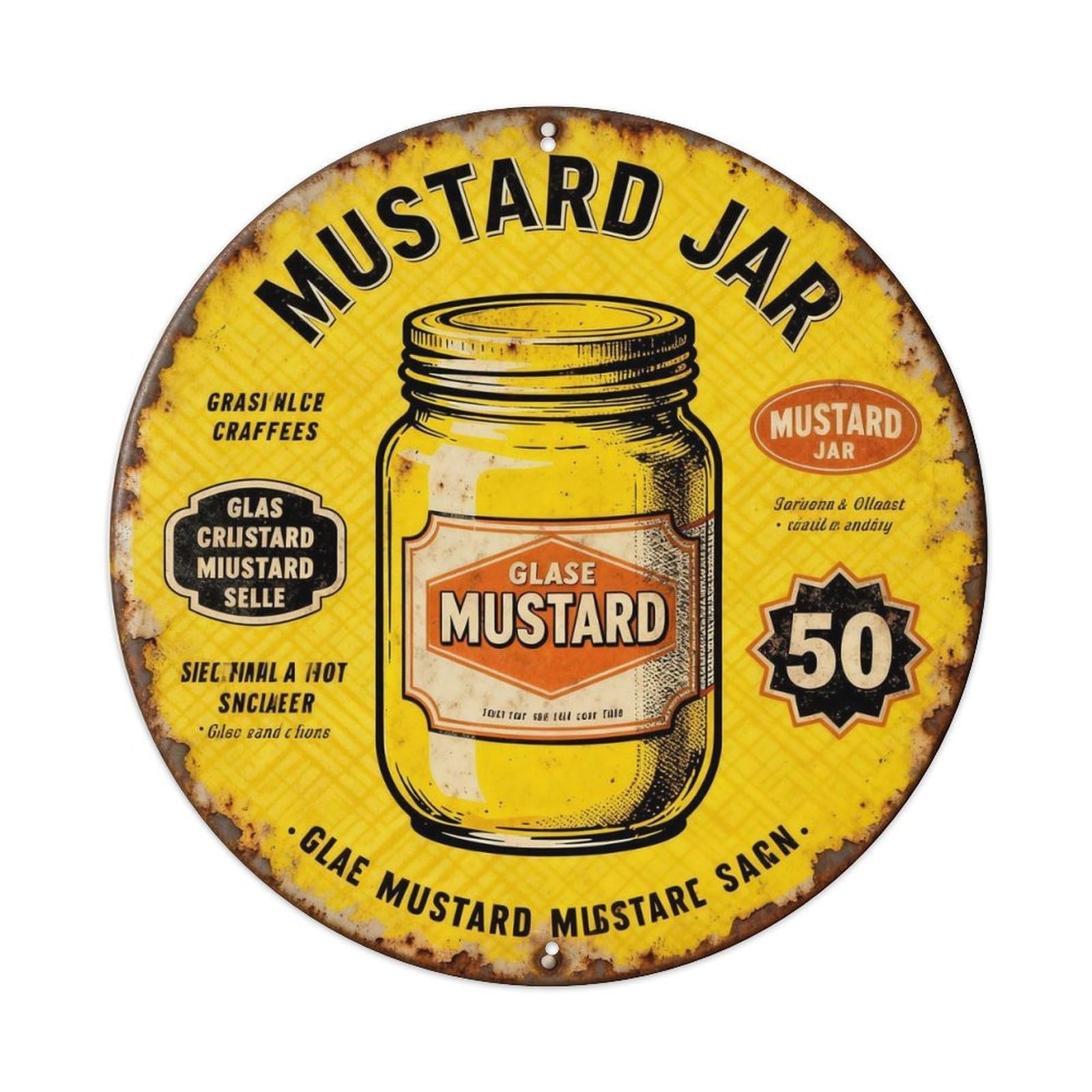 MUSTARD JAR Metal Tin Sign Plaque