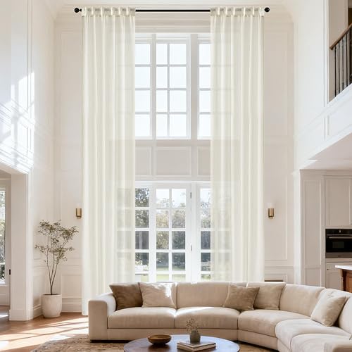 Dreaming Casa Linen Blend Curtians 204 Inches Long, 2 Panels Natural Light Filte