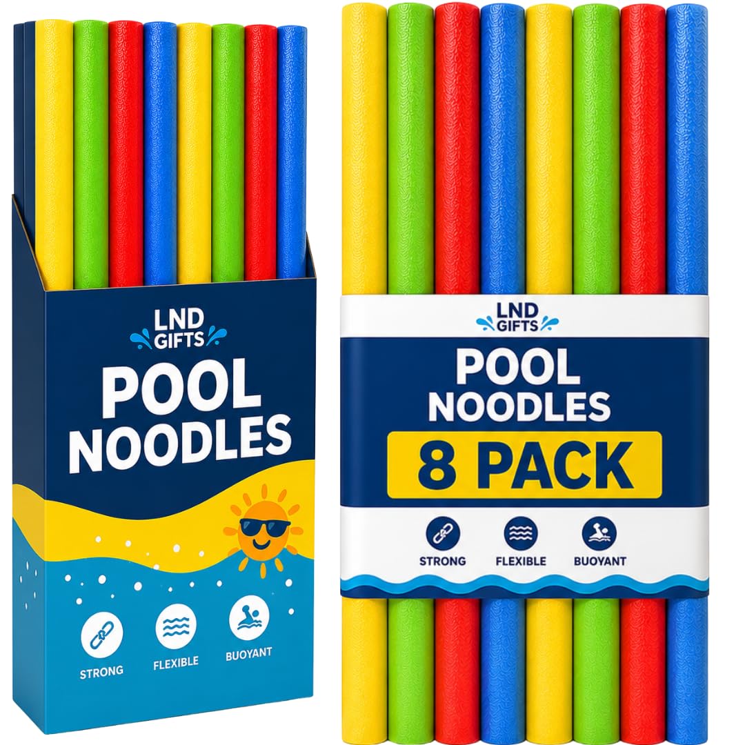 Pool Noodles 8 Pack Foam Swimming Pool Noodle Float Strong Flexible Buoyant Swim Aid for Adults and Kids – LND Gifts