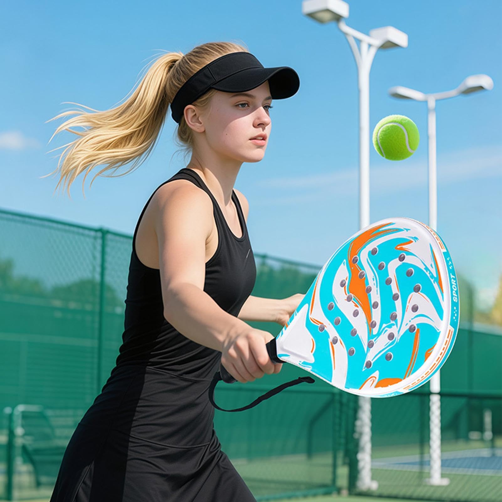 Set di Pickleball Paddle Leggero in Fibra di Carbonio | Set racchetta con palla per Uomini Bambini Adulti Attività Sportive Spiaggia Scuola Vacanze