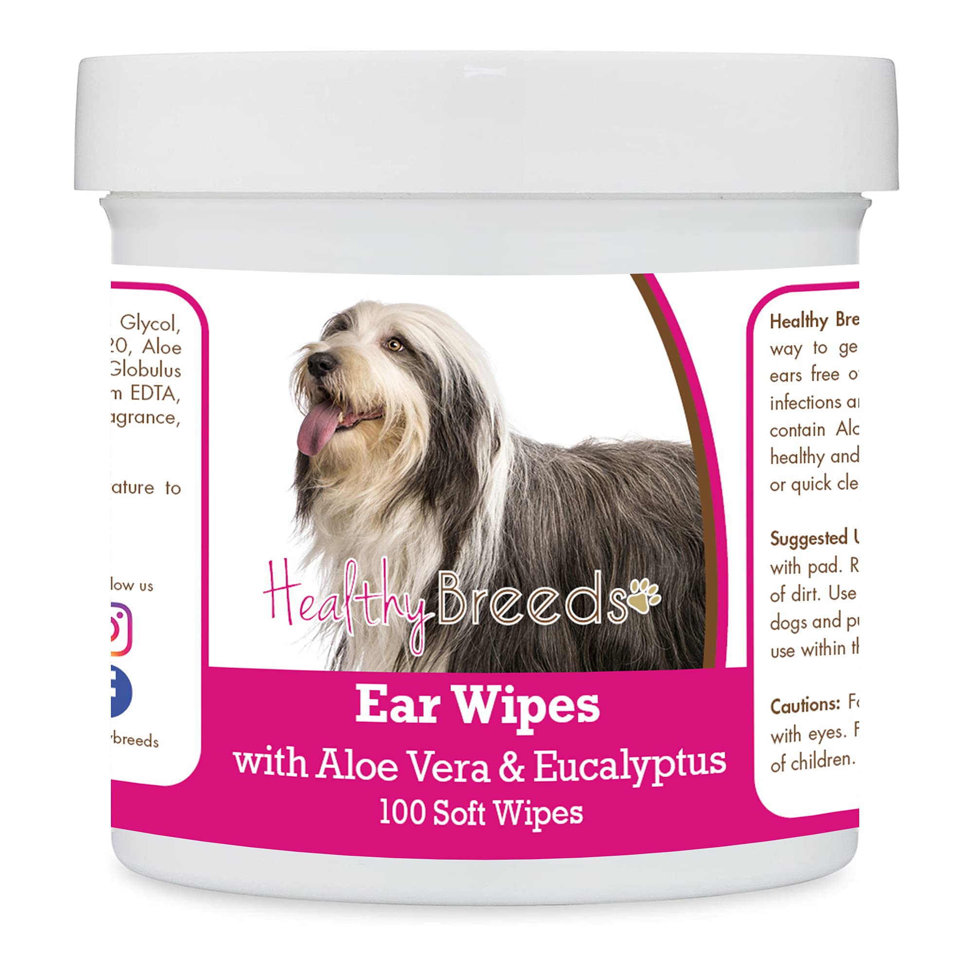 Healthy Breeds Bearded Collie Ear Cleaning Wipes with Aloe &amp; Eucalyptus for Dogs 100 Count