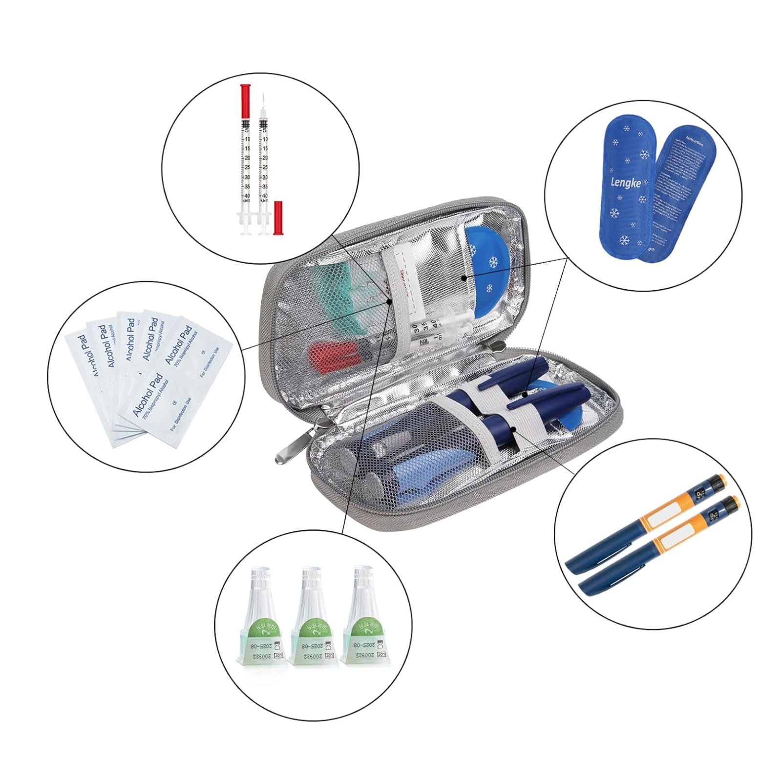 DEWIN Borsa Termica Per Insulina | Refrigerata Portatile 21x11,5x3 Cm | Per Viaggi E Farmaci