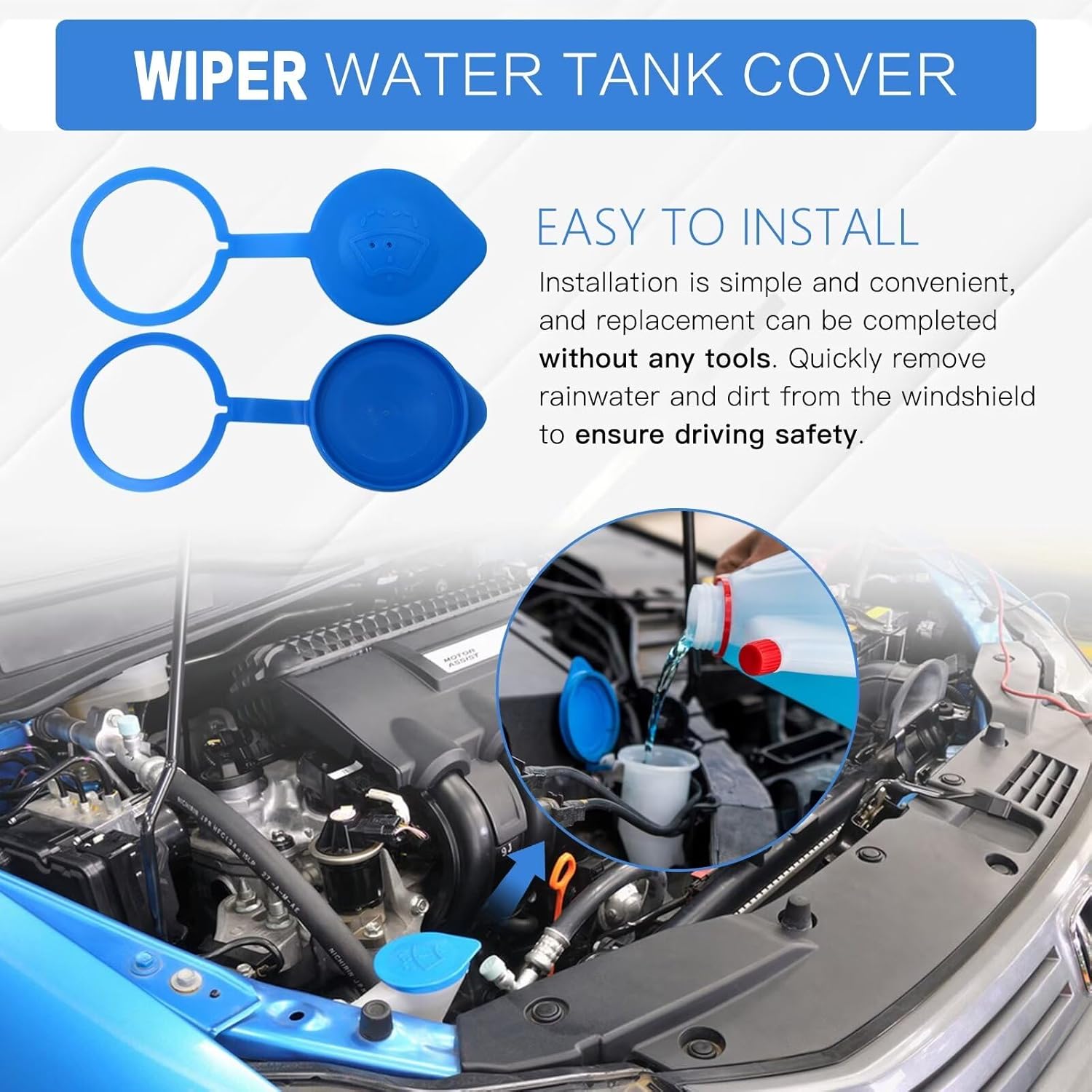 4Pcs Windshield Washer Fluid Cap Wiper Reservoir Tank Bottle Cap Fit for Honda Pilot 2009-2015 Replace 76802-SZA-A01