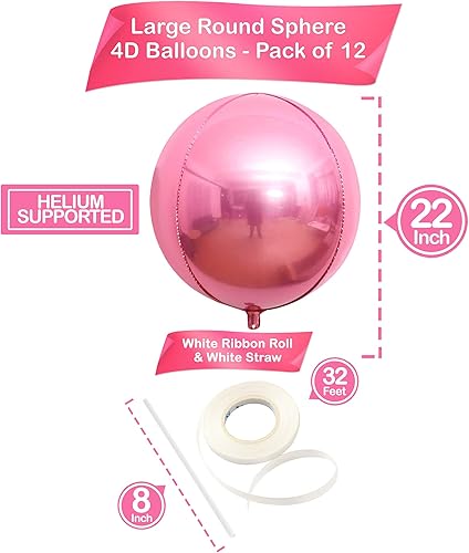 Miniatura 7 de KatchOn, Globos de aluminio plateados y rosados, 22 pulgadas, paquete de 24 unidades, globos metálicos rosados, decoraciones de fiesta rosadas,