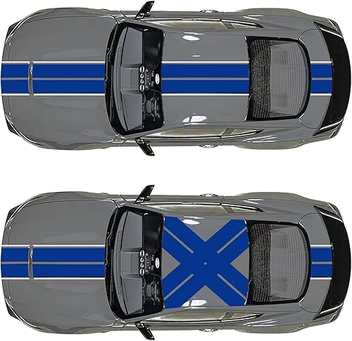 Miniatura 9 de Xotic Tech - Calcomanía gráfica de vinilo negro brillante con rayas verdes para capó de coche, decoración de maletero trasero compatible con Ford