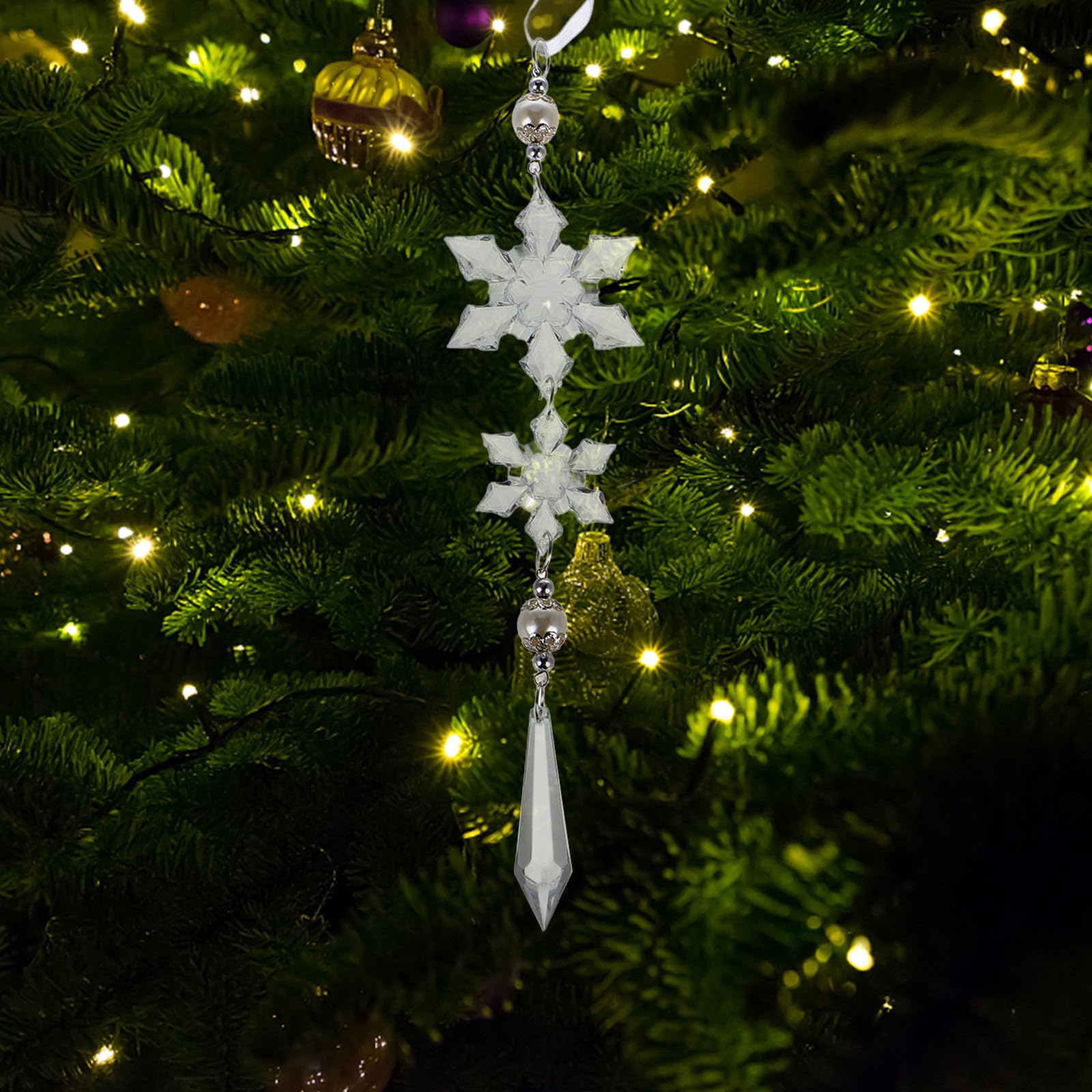 TOYANDONA 20 Stück Kristall Schneeflocken Hängedekoration aus Acryl für | Schillernder Glanz, Wiederverwendbar und Leicht Aufzuhängen, Vielseitig für Büros und Einkaufszentren