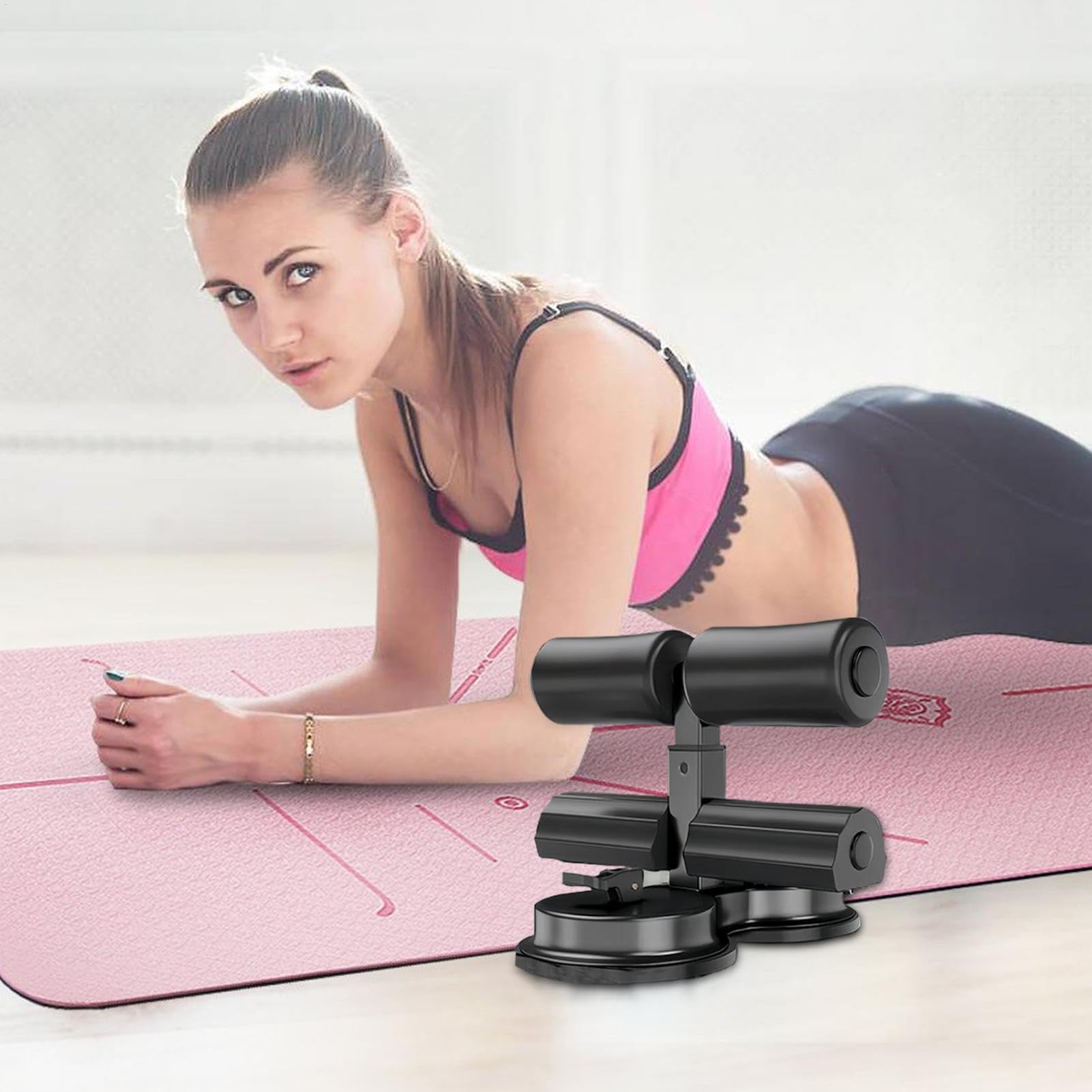 Sit Up Machine per addominali, supporto regolabile con ventosa, supporto da pavimento, attrezzo per allenamento addominale, macchina da pavimento per esercizi in palestra a casa