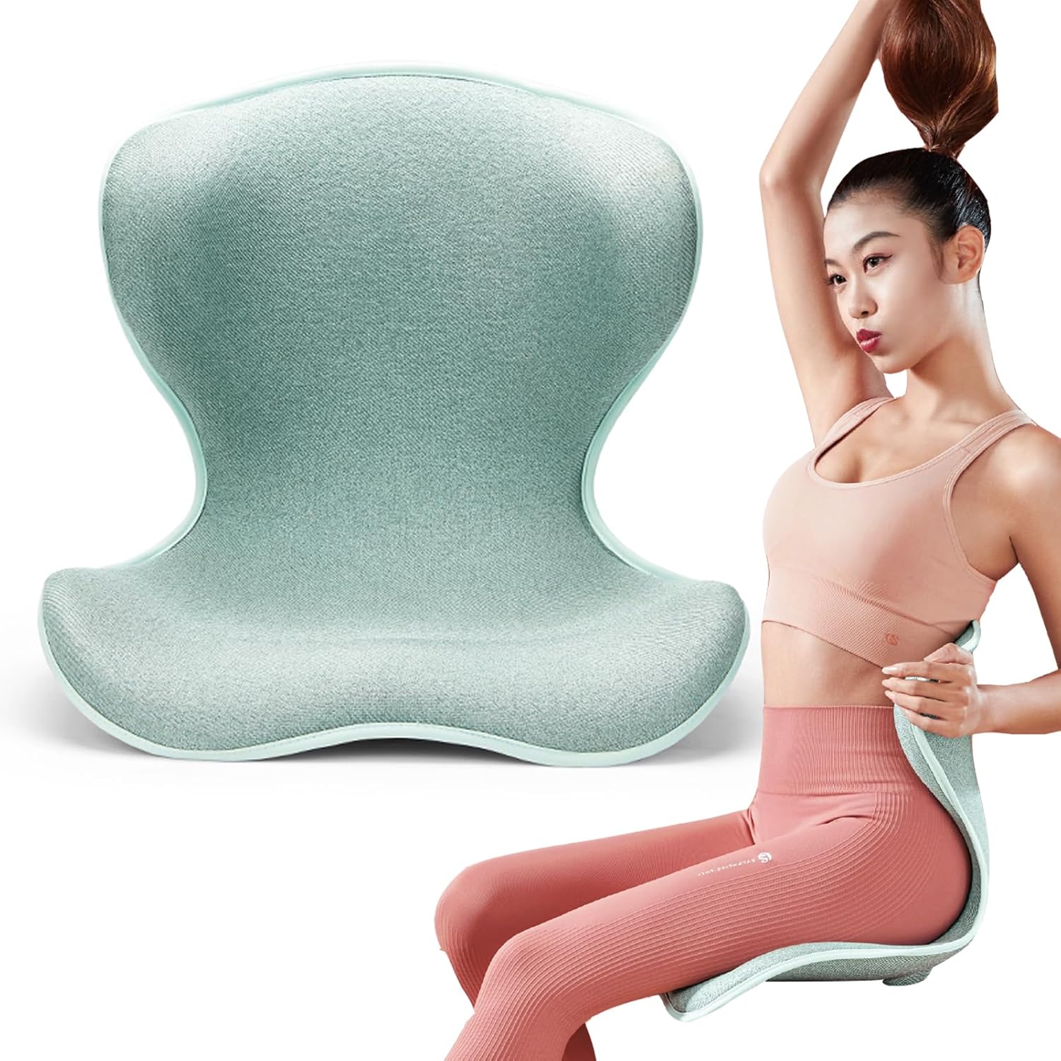 Ergonomic Lumbar Support Cushion for Office Chair,Back Support for Car Seat,Gaming,Home Chair,Meditation on Floor or Bed,Lower Back Pain Relief,Posture Corrector for Improve Posture.(Green)