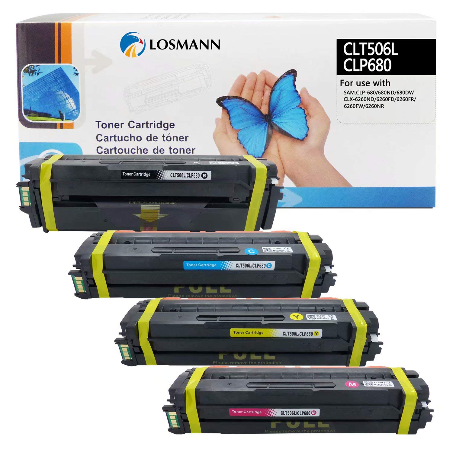 LOSMANN 4x Toner compatibile per Samsung CLT-506L CLT-K506L C506L M506L Y506L per Samsung CLP-680 CLP-680DW CLP-680ND CLX-6260FD 6260FR CLX-6260FW CLX-6260ND CLX-6260 Premium Line stampante laser