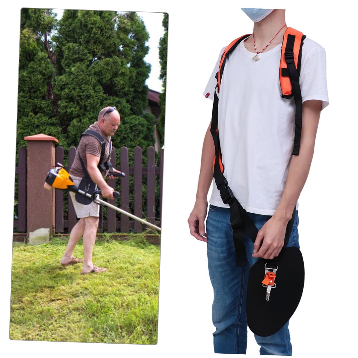 Cinturón Acolchado y Material de Tela Oxford para Desbrozadora Correa de Hombro en Forma Doble Tirante Ajustable para Trabajo Cómodo