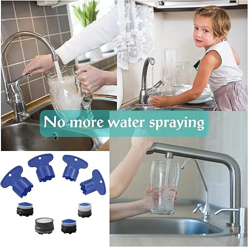 Miniatura 6 de iFealClear Aireadores de fregadero de grifo de 12 piezas con 4 herramientas de extracción de llave, juego de restrictor de flujo de ahorro de agua,