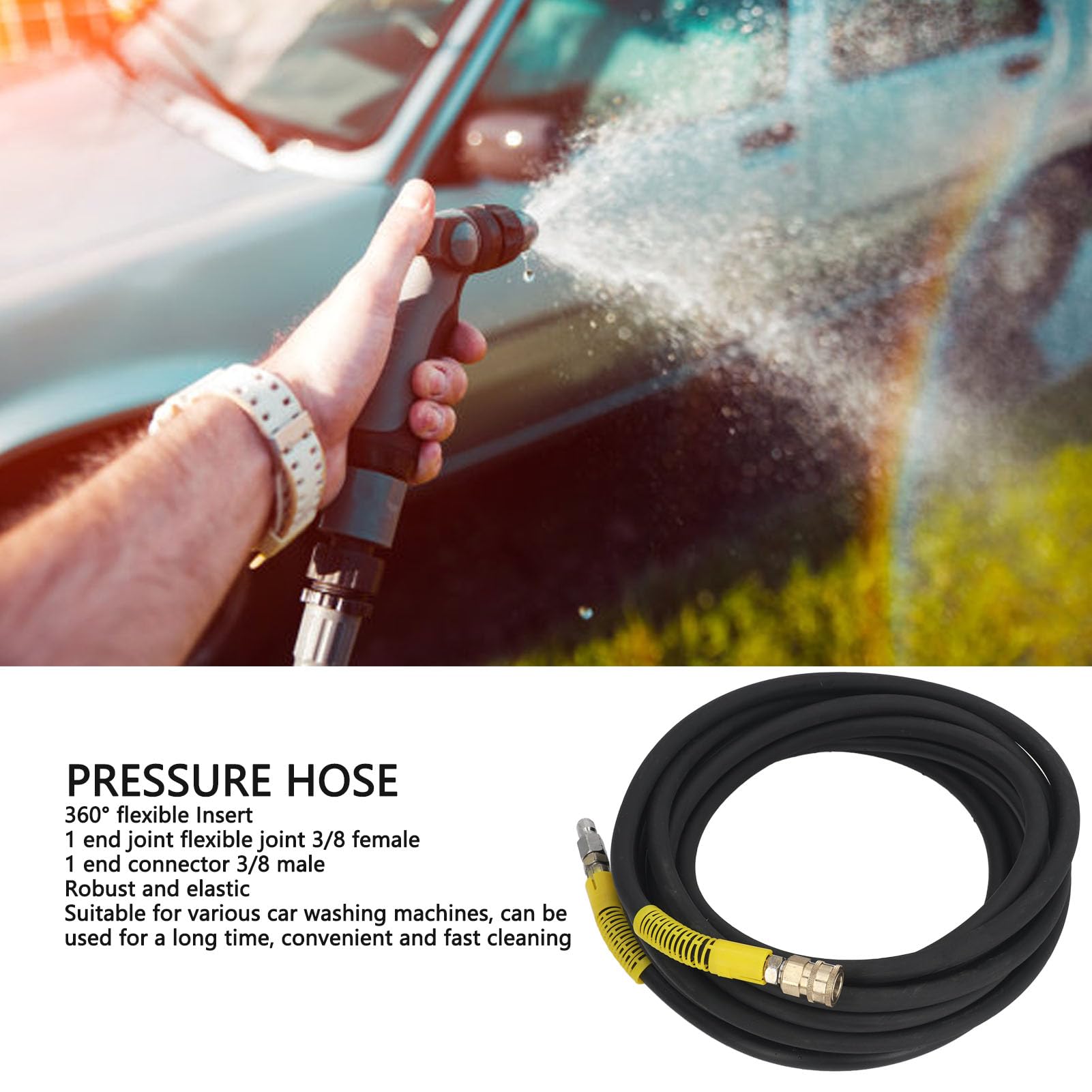 Lybunair 9m High Pressure Washer Hose 30MPa 3/8in Wear Proof Pressure Washer Hose for Car Washing Machine
