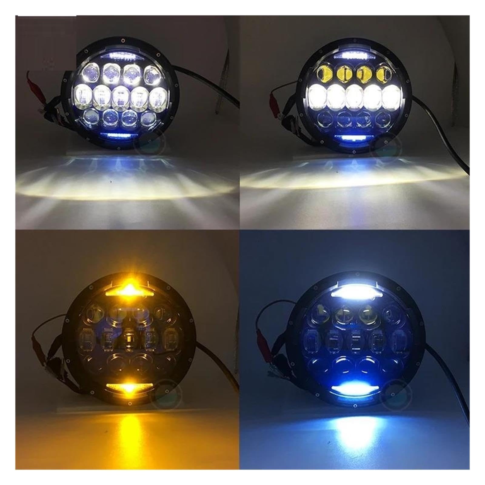 7" Okrągły Reflektor Motocyklowy LED 130W Bursztynowy DRL