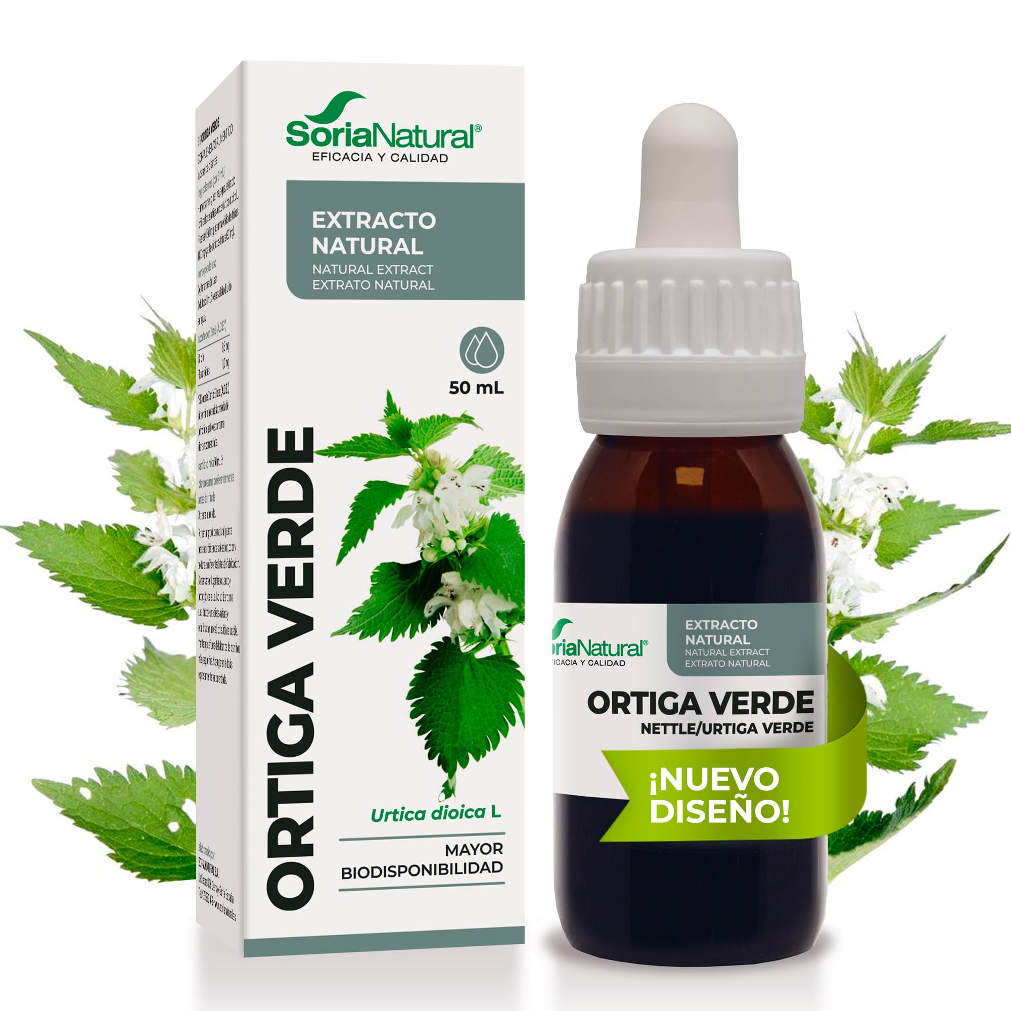 Soria Natural Extracto de Ortiga Verde - Apoya la Función Renal y la Salud Inmunitaria - Alcalinizante y diurético - Salud de la piel, acné, brotes - Bote 50 ml