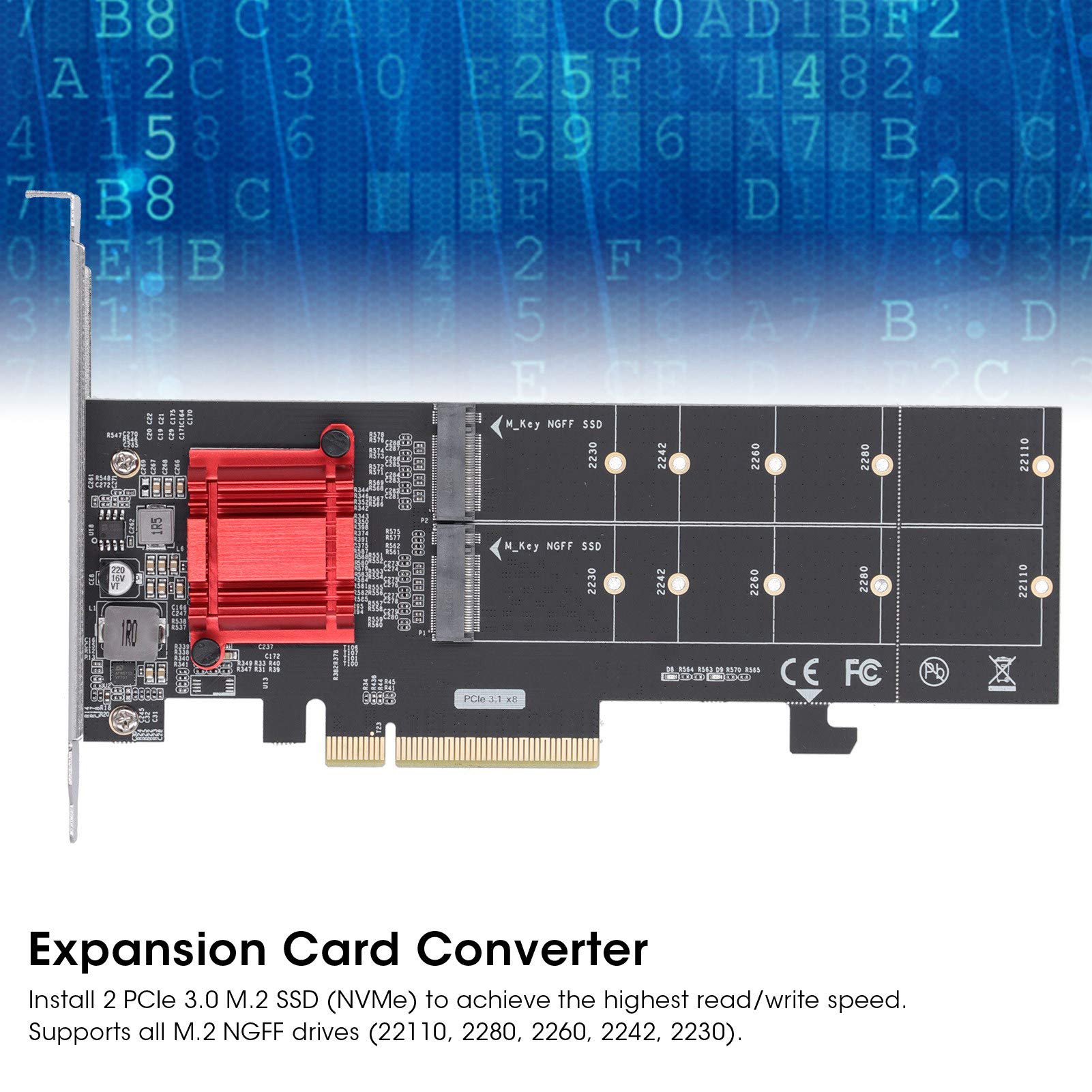 Konwerter NVMe M.2 SSD z Interfejsem PCIe 3.1, Osiąga prędkość Odczytu 3,5 GB/s, Ekspander Dysku Twardego do Komputera PC, 1 do 2 Dysków, Materiały Komputerowe