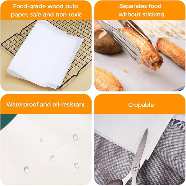 100 Hojas de Papel Encerado para Alimentos,33cm×23cm Papel Antigrasa,Papels Mantequilla,Hojas de Papels de Pan Blanco para Hamburguesas,Barbacoas,Hornear,Queso,Sándwiches,Resistente al Aceite - 3