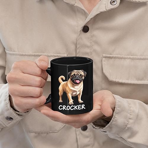 Miniatura 5 de Taza de café negra personalizada de Pug regalo para perro, papá, perro, mamá, amante de los perros pug, taza de té de cerámica de 11 onzas y 15