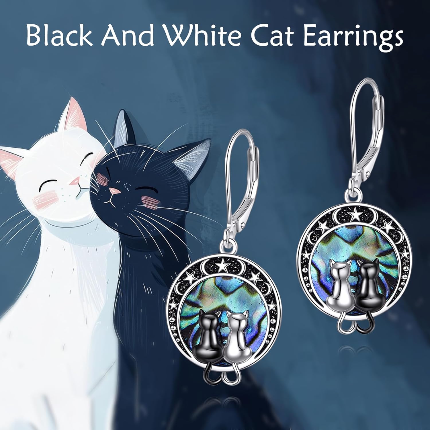 Wolf Earrings Gifts for Women Sterling Silver Wolf Moon Star Drop Dangle Earrings Jewelry Christmas Gifts For Women