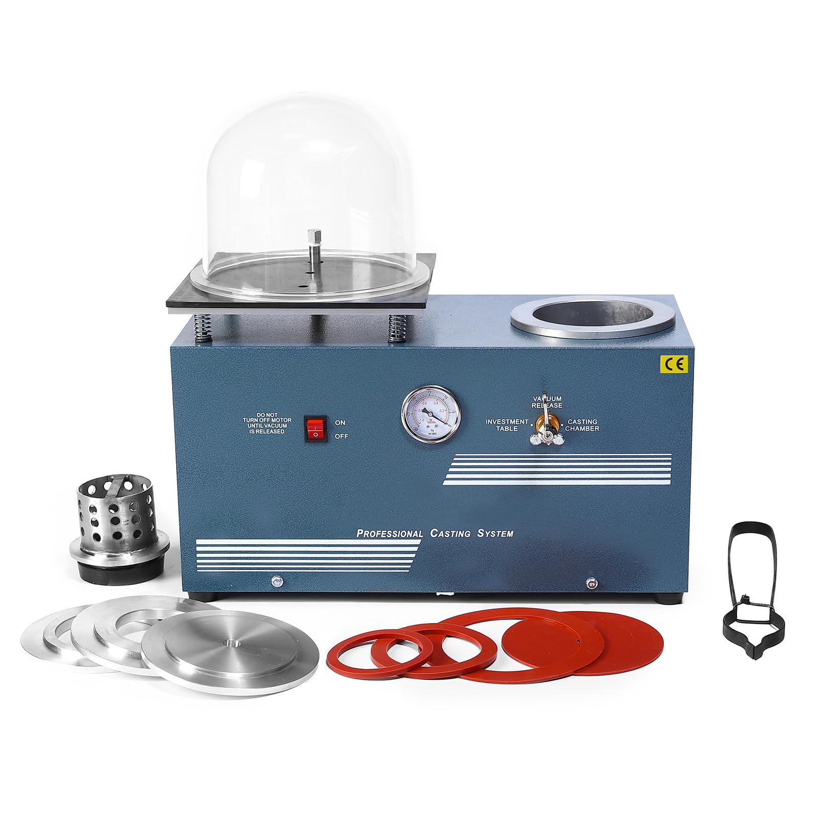 HAADID Vacuum Investing Casting Machine 2L - Vacuum Casting Machine with 3 CFM Pump & Bell Jar for Jewelry Casting Molds Processing 110V CM01