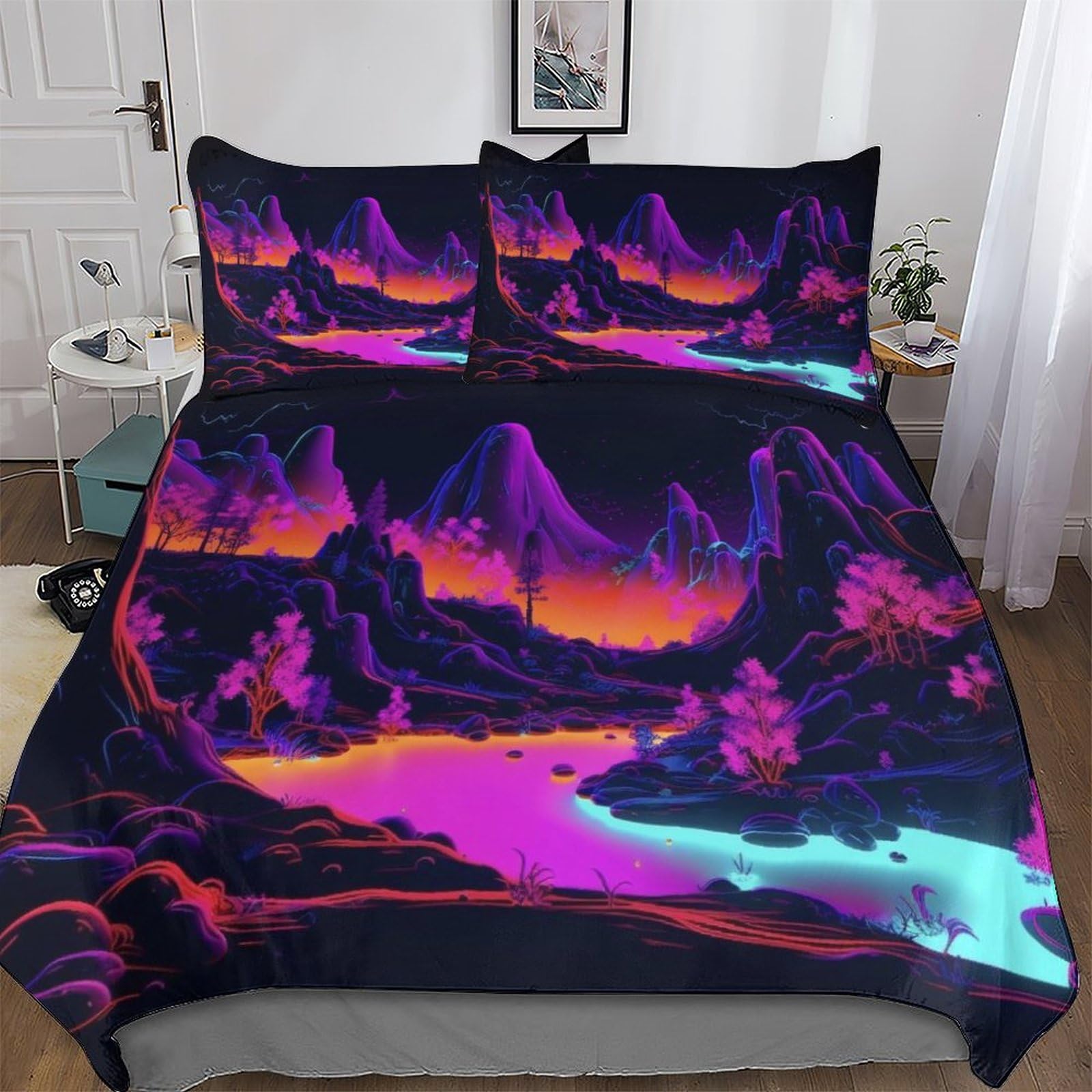 Housse de couette hypoallergénique motif jungle 200x200 cm contre les allergies