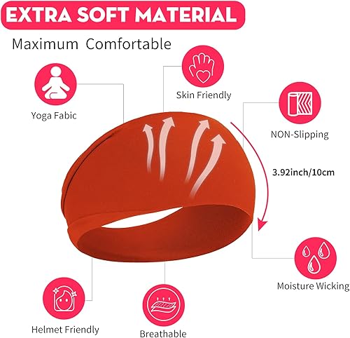 Miniatura 3 de RITOPER Diademas anchas de entrenamiento para mujer, antideslizantes, súper suaves, para yoga, correr, ejercicio, bandas elásticas para el cabello