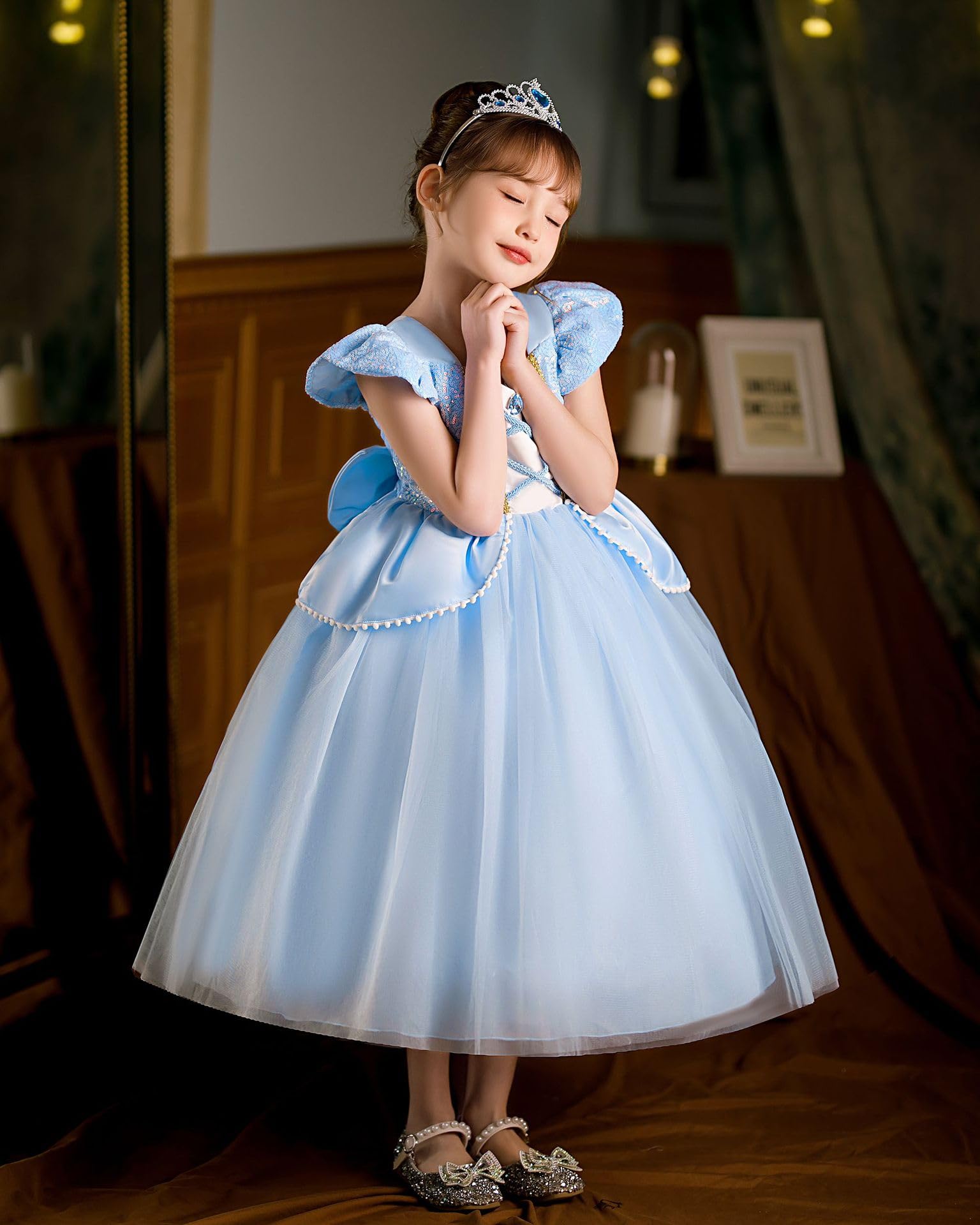 Amazon.com: Hulaha Girls Cinderella Princess Dress Kids Blue Pirncess Dress  Halloween Cosplay Dress up Costume Sets for Cinderella 9-10Years : Toys \u0026  ...