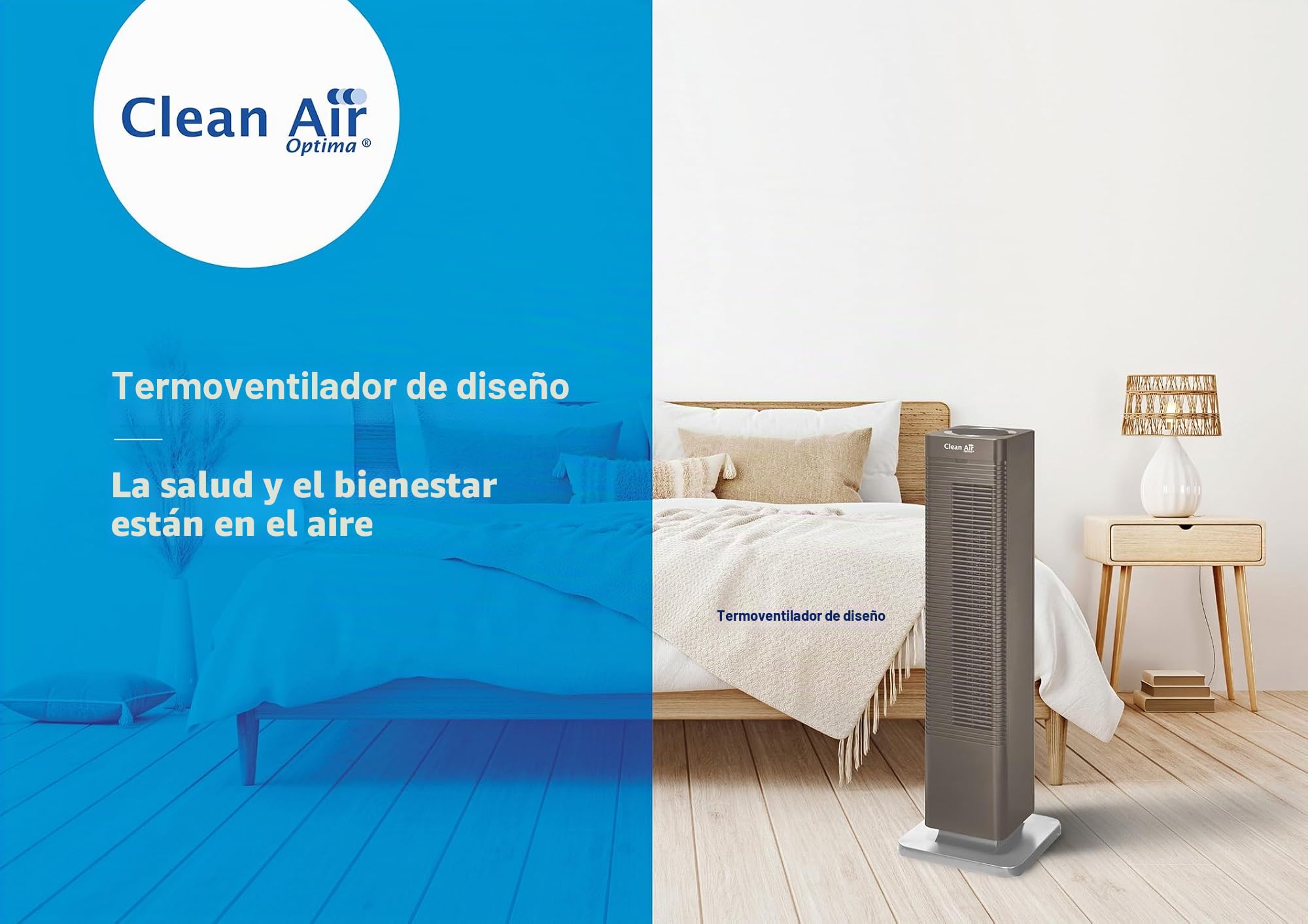 Clean Air Optima CA-904C - Calefacción de ventilador - Calefacción y refrigeración - Calefacción: 1000/2000 Watt - Termostato 15-35 °C - Oscilación 80° - Filtro de polvo – Espacios hasta 40m²/100 m³