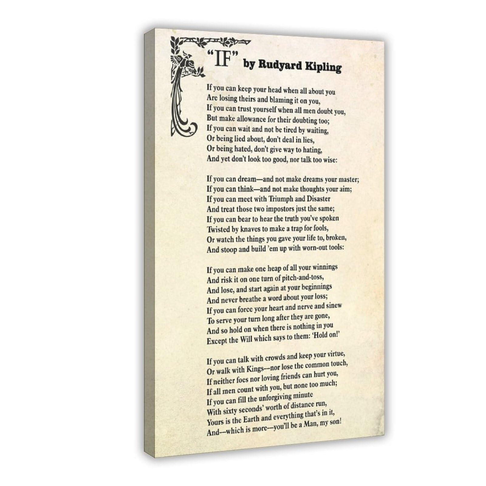 WLQZFRWV If Poem, 1895 Rudyard Kipling, Inspirational Art Canvas Poster Wall Art Decor Print Picture Paintings for Living Room Bedroom Decoration 08x12inch(20x30cm)