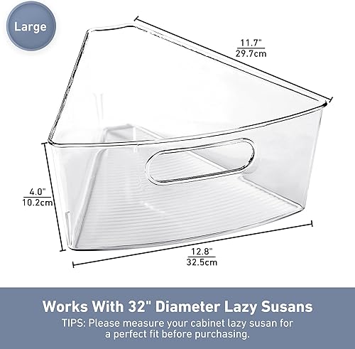 Miniatura 3 de Leeden Lazy Susan Organizador de gabinete, contenedores sin BPA, contenedores de almacenamiento transparentes de plástico duradero para esquinas de