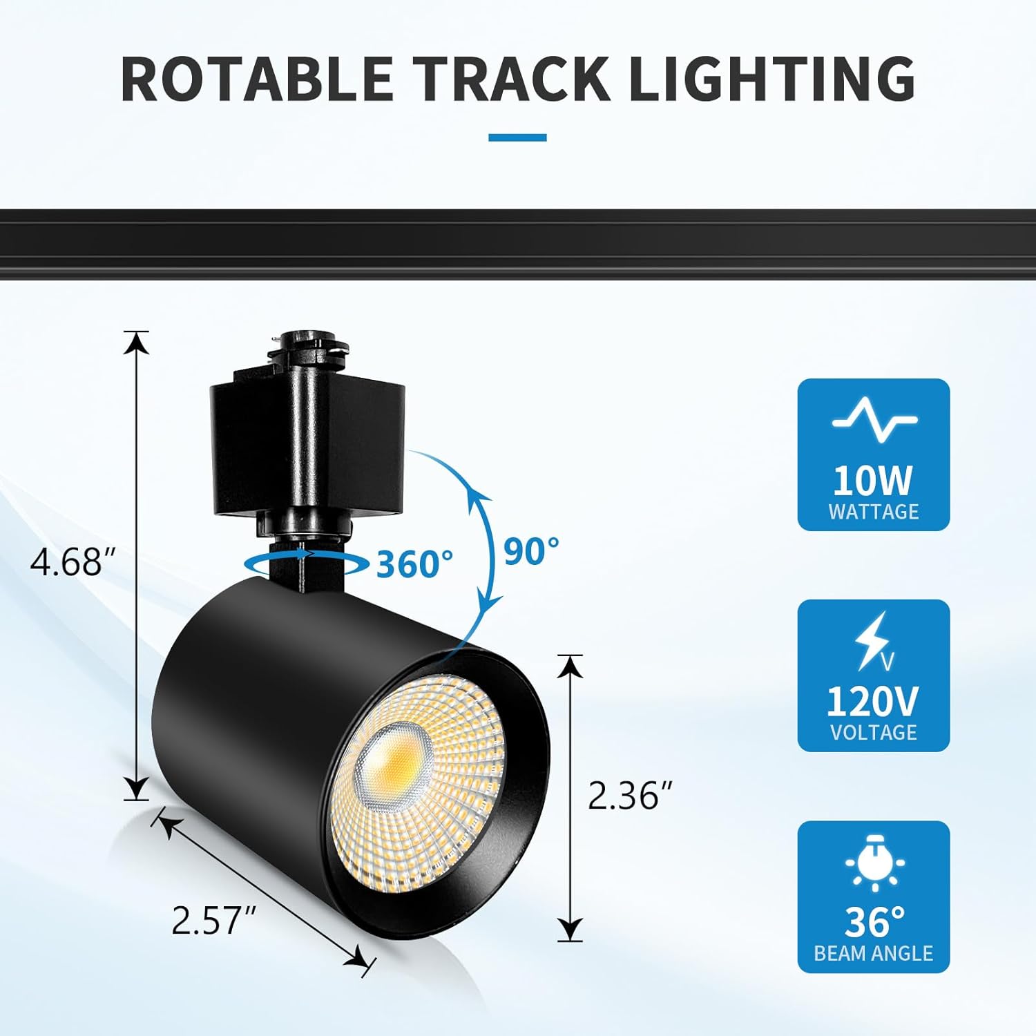 2-Set 5CCT 6-Light LED Track Lighting Kit with 6.6FT H Type Track Lighting Rail, Dimmable Track Lights Ceiling Spot Light 2700K-5000K, CRI90+, 36° Beam 10W 800lm, Black