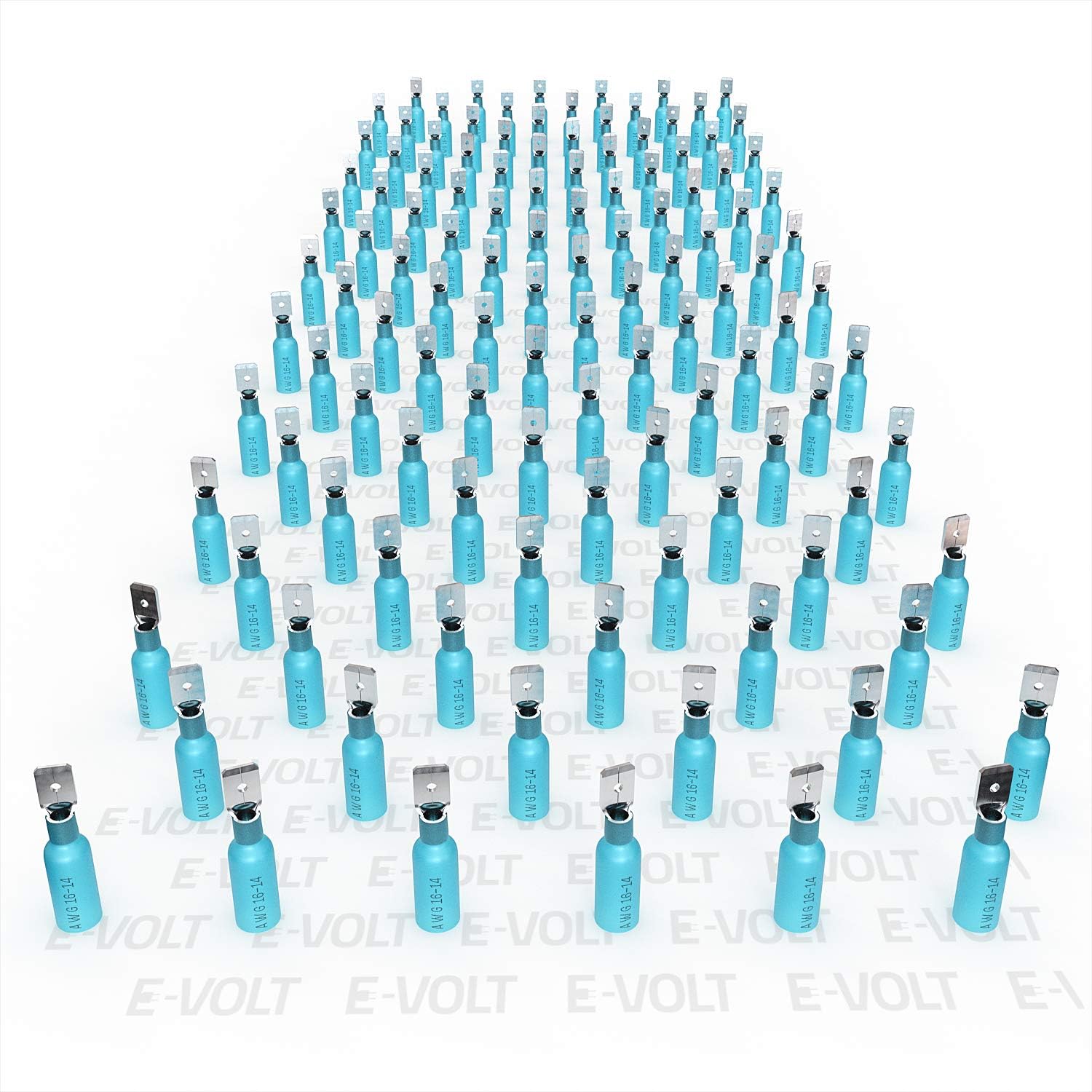 E-VOLT Male Spade Crimp Connector– 120 PC Blue Waterproof Wire Connectors with 3:1 Heat Shrink Ratio for 16-14 AWG– Quick Disconnect Industrial Grade Crimp Terminals for Marine, Audio and Automotive : Sports & Outdoors