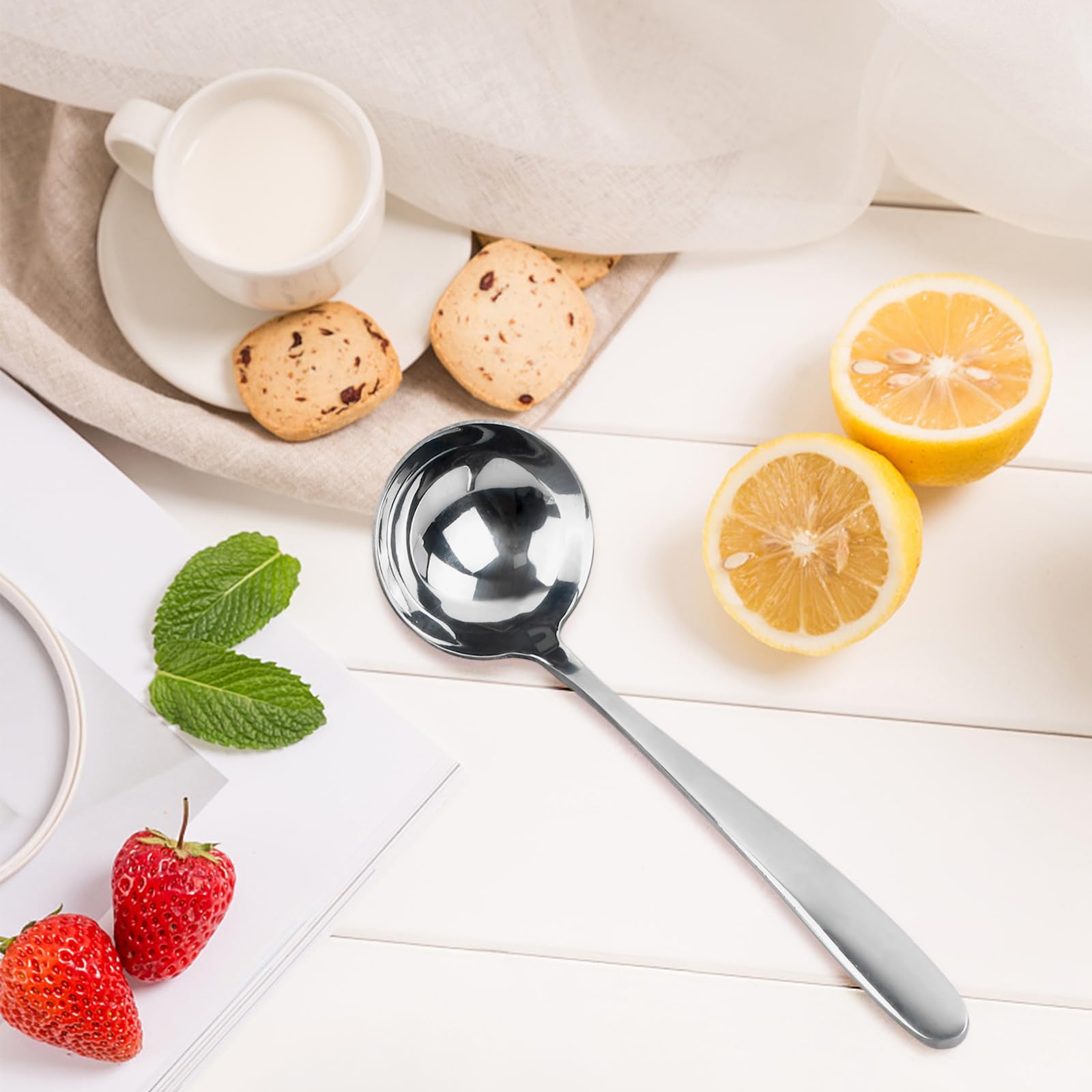 Mała łyżka do sosów ze stali nierdzewnej 304, chochla do zupy i gulaszu - wytrzymała mini chochla do zupy, łyżka do serwowania do kuchni, restauracji i hotelu