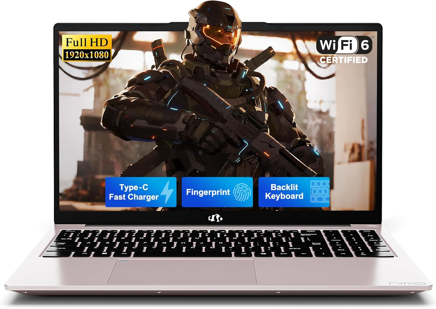 NIMO 15.6" IPS FHD-Student-Laptop, 16GB RAM 1TB SSD Intel N150(Beat i3-10110U, Up to 3.6GHz) Computer with 65W Type-C, Fingerprint, Backlit Keyboard, Wi-Fi 6, BT5.2, for Business and Home