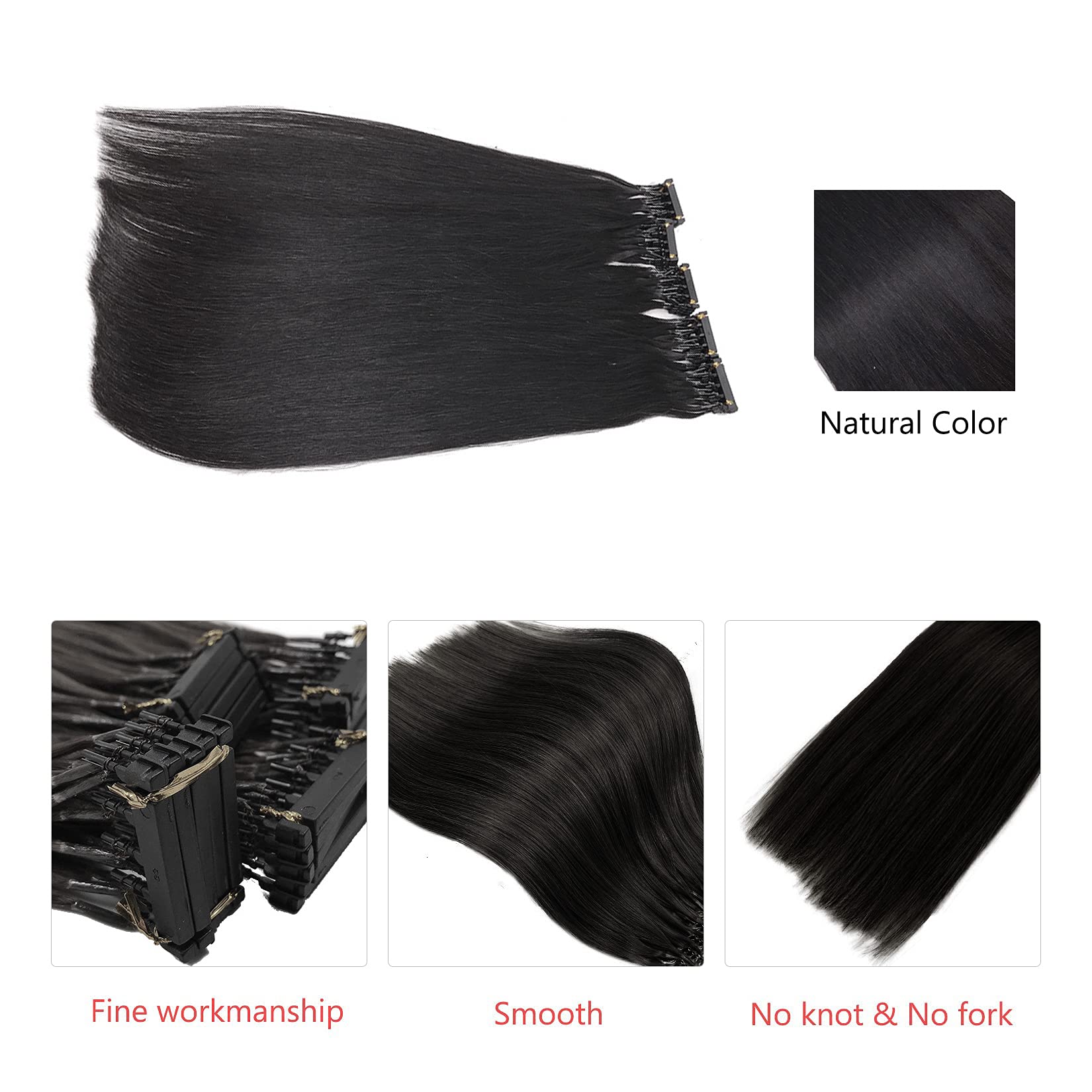 10pin nature,26in,Extension de Cheveux Humains 6D, Extension de Plumes, Cheveux Humains, 6D Natural Hair Extensions, Vraies Perruques Humaines, Pas d'Emmêlement, Pose/Dépose Rapide