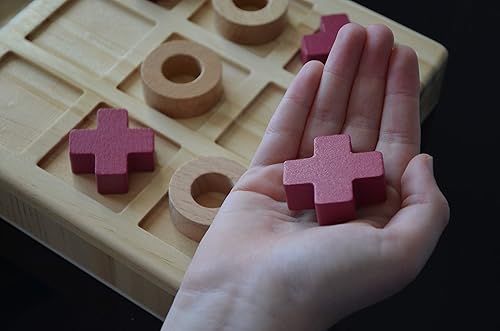 Miniatura 5 de Juego de Tic Tac Toe - Juego clásico de mesa de madera para niños y adultos, apto para viajes, divertido juego de estrategia familiar, para todas