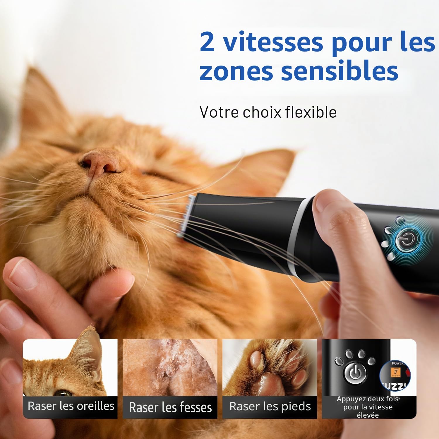 Tondeuses Chiens et Tondeuse pour Pattes de Chien 3 en 1,Sans fil, Cilencieuse et Puissante pour Poils Longs et épais,Noir