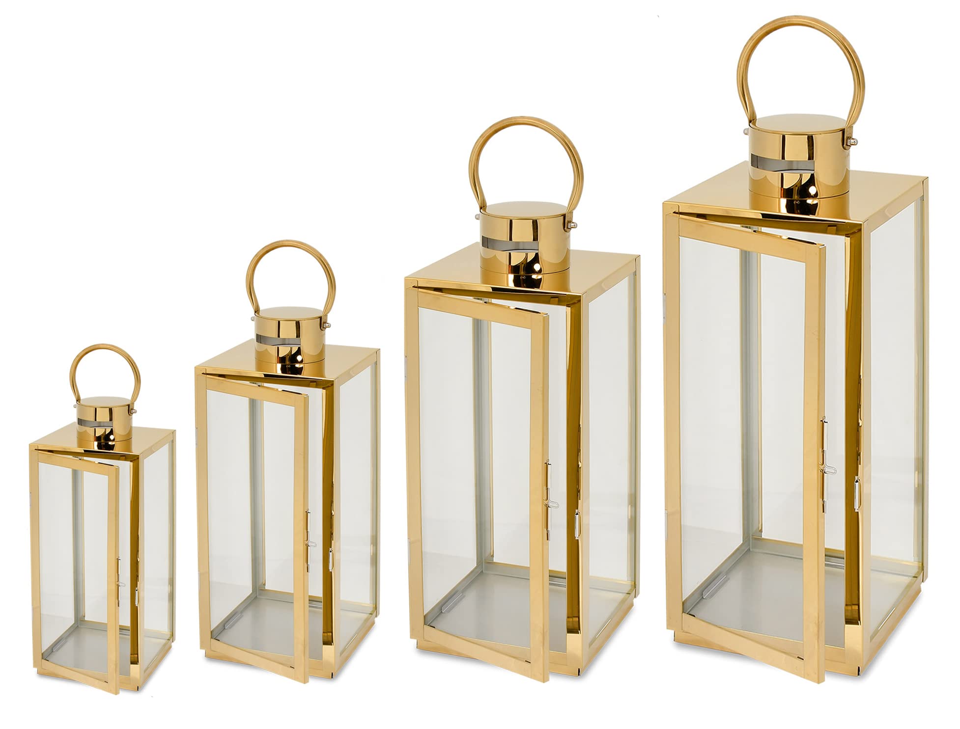 Laterne Gartenlaterne 4 Set Metall Windlicht Laternen Deko Kerzenhalter Kerzenleuchter Kerzenständerr für Innen Außen Outdoor Indoor Wohnzimmer Garten Balkon Gartenbeleuchtung