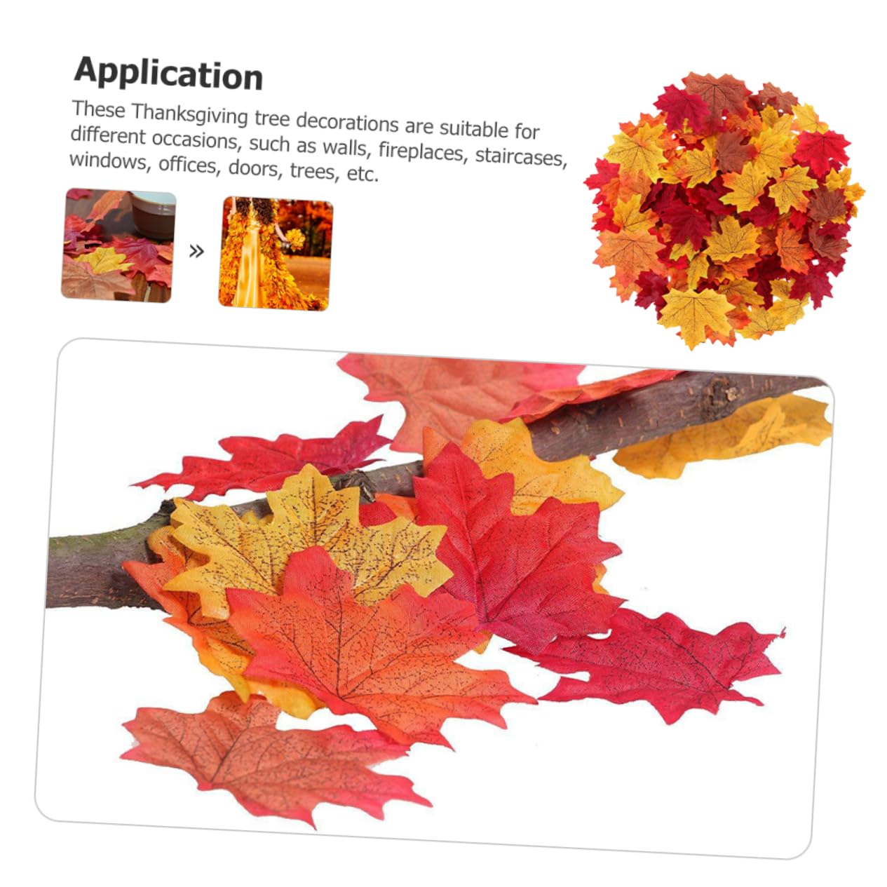 MAQIHAN 350 Foglie D'Acero Autunnali Artificiali In Seta - Decorazione Per Matrimoni, Halloween, Ringraziamento - 7 Colori Misti - 2