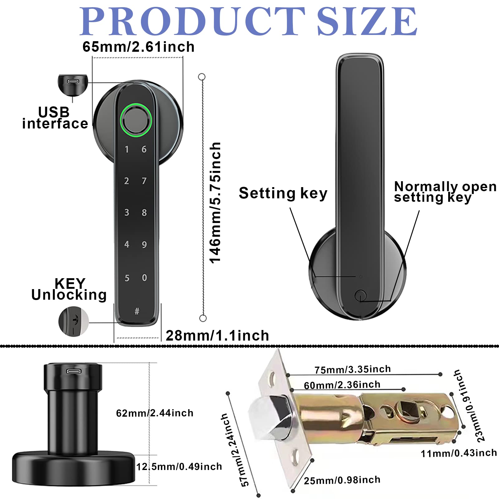 Smart Fingerprint Door Lock, Biometric Keyless Entry Door Lock with APP, Cards, Backup Key, Fingerprints - Image 2