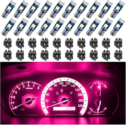 Miniatura 9 de BELOMI 20 luces LED T5 para tablero de automóvil, bombilla alta 3030-3SMD de repuesto con enchufe de bloqueo giratorio, luz súper brillante para