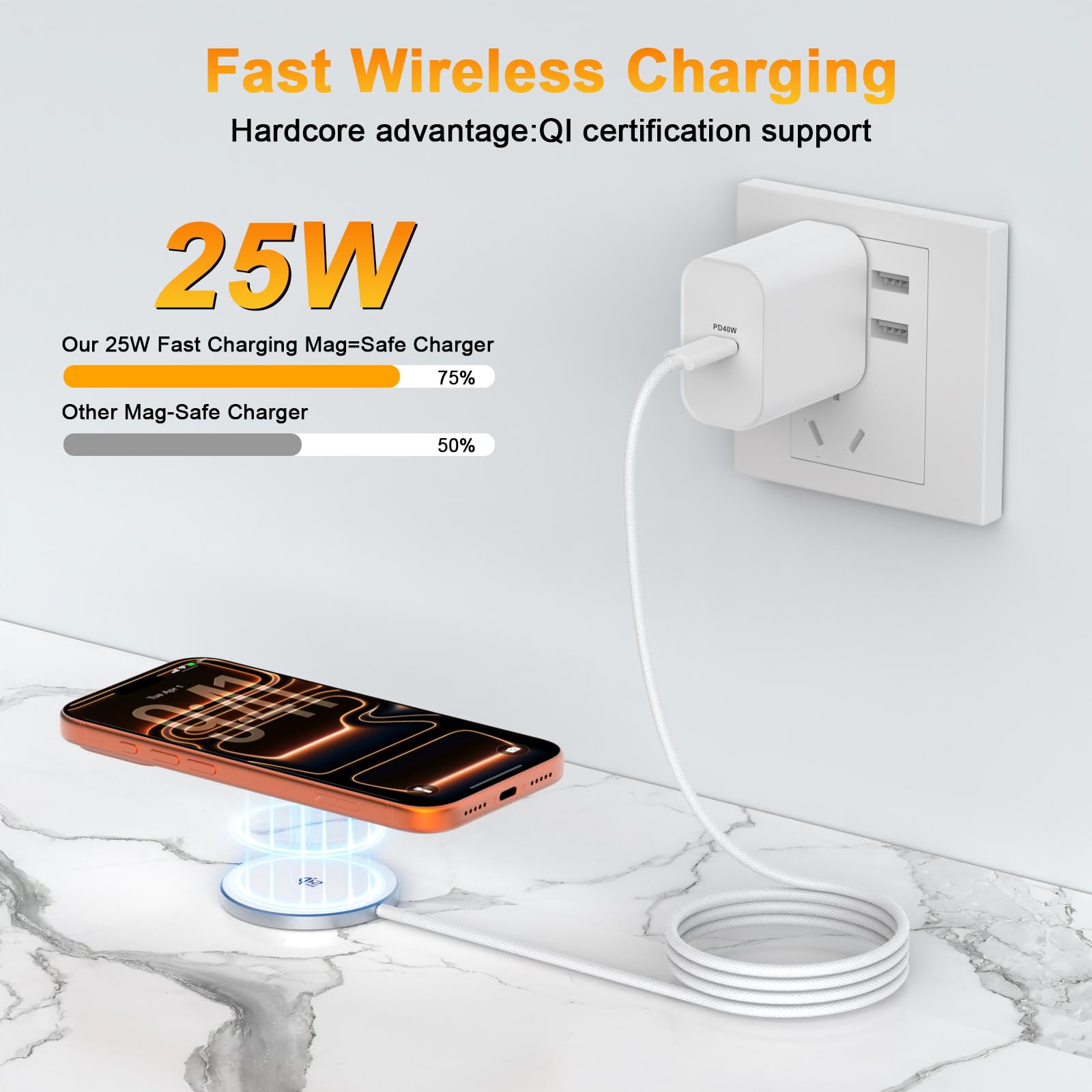 [Certificato Apple MFi] Caricatore wireless magnetico per iPhone 17 16 ricarica rapida, 25 W Fast Apple MagSafe caricabatterie wireless per iPhone 17/Air/17 Pro Max/16Pro/15/14/13/12/AirPods 3/2/Pro