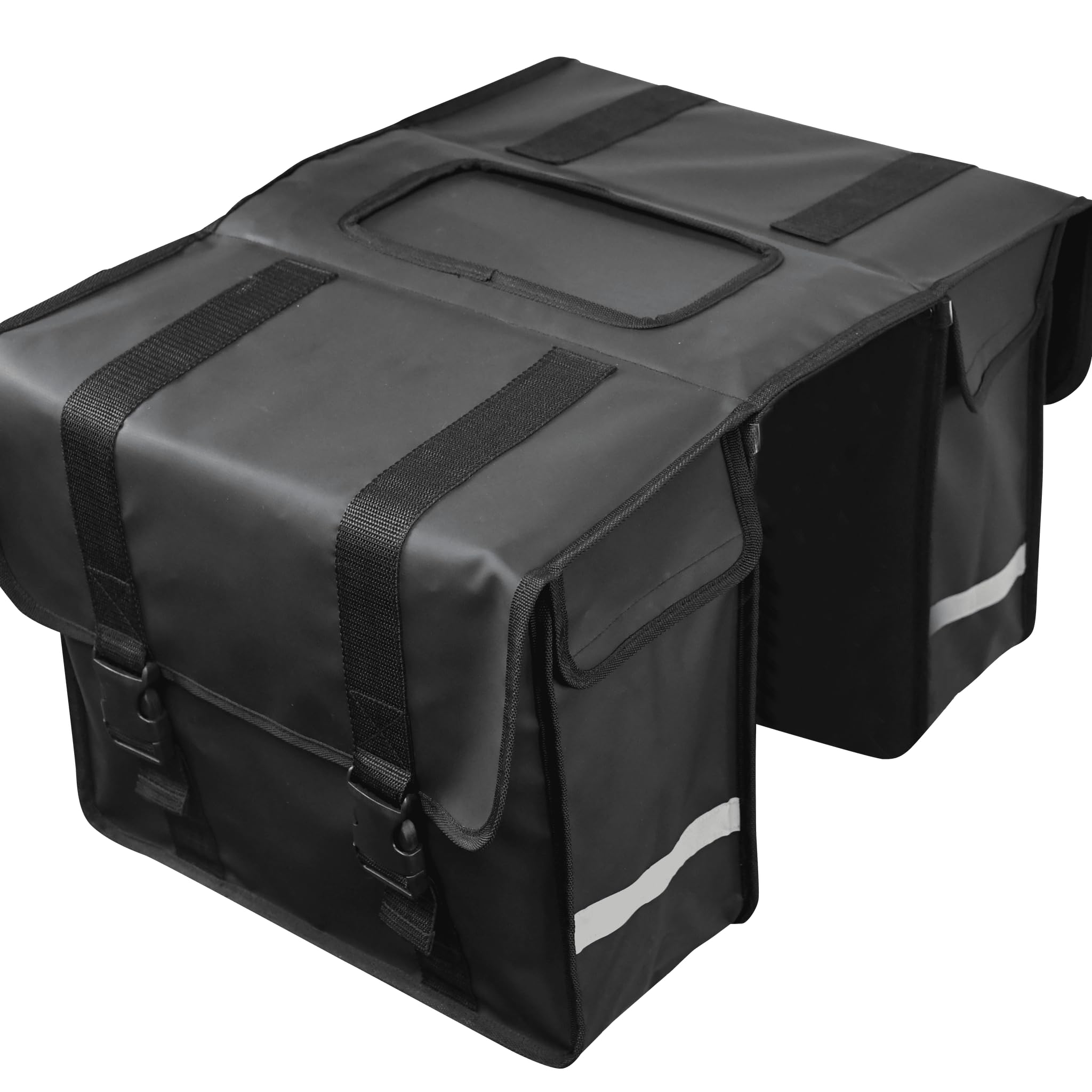 Strex Borsa da bicicletta impermeabile per portapacchi 40 l – doppia borsa – borsa bagagli – nero – con riflettori – bicicletta elettrica