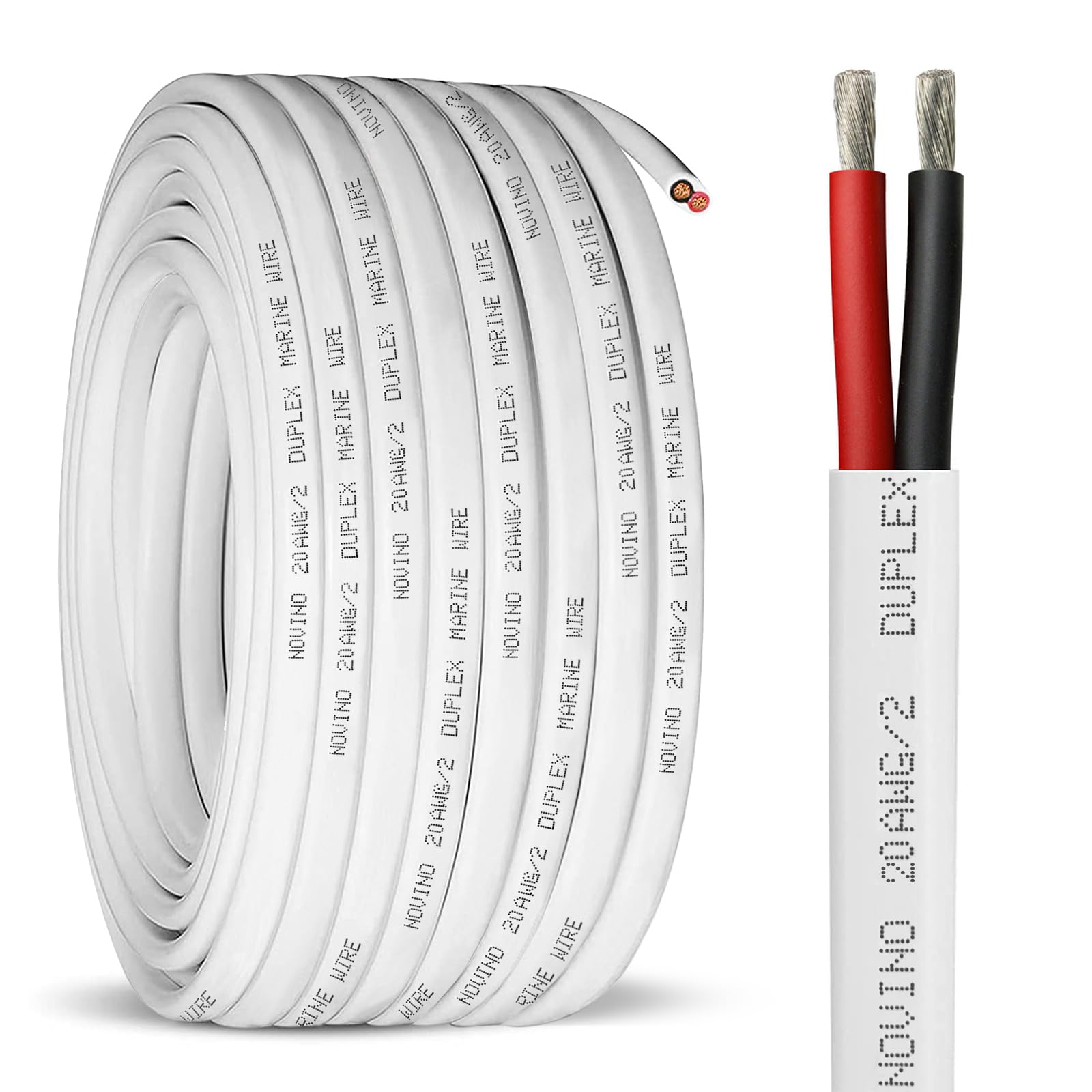 20 Gauge Marine Wire Duplex Marine Grade Wire,20 AWG 100ft Tinned Copper Oxygen-Free Insulated Red& Black Electrical Cable for Boat/Automotive/RV/Camper/Trailer