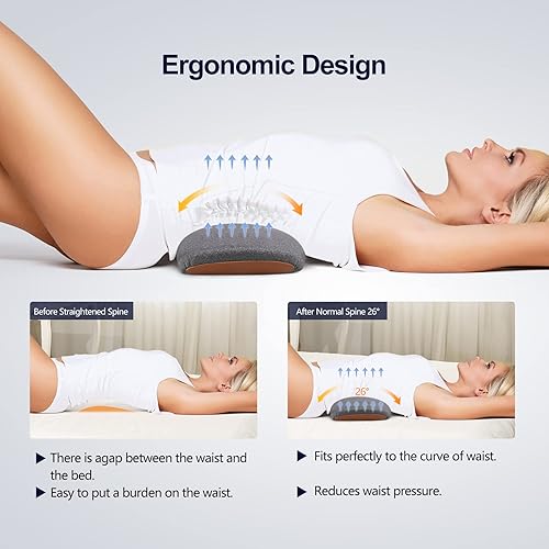 Miniatura 5 de Cozyhealth Almohada de apoyo lumbar para dormir, cojín de apoyo lumbar de espuma viscoelástica para aliviar el dolor de espalda baja, almohada de