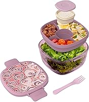 Vista 13 de Bentgo Glass Todo en Uno - Ensaladera Grande de 61 oz con Tapa, Bandeja Estilo Bento de 4 Compartimentos, Contenedor de Salsa de 3 oz y Tenedor