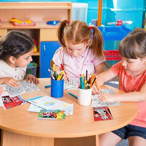 Miniatura 5 de ArtCreativity Libros para colorear de bomberos, paquete de 12 a 8 folletos de varios colores, divertidos rellenos de bolsas de golosinas de bombero,