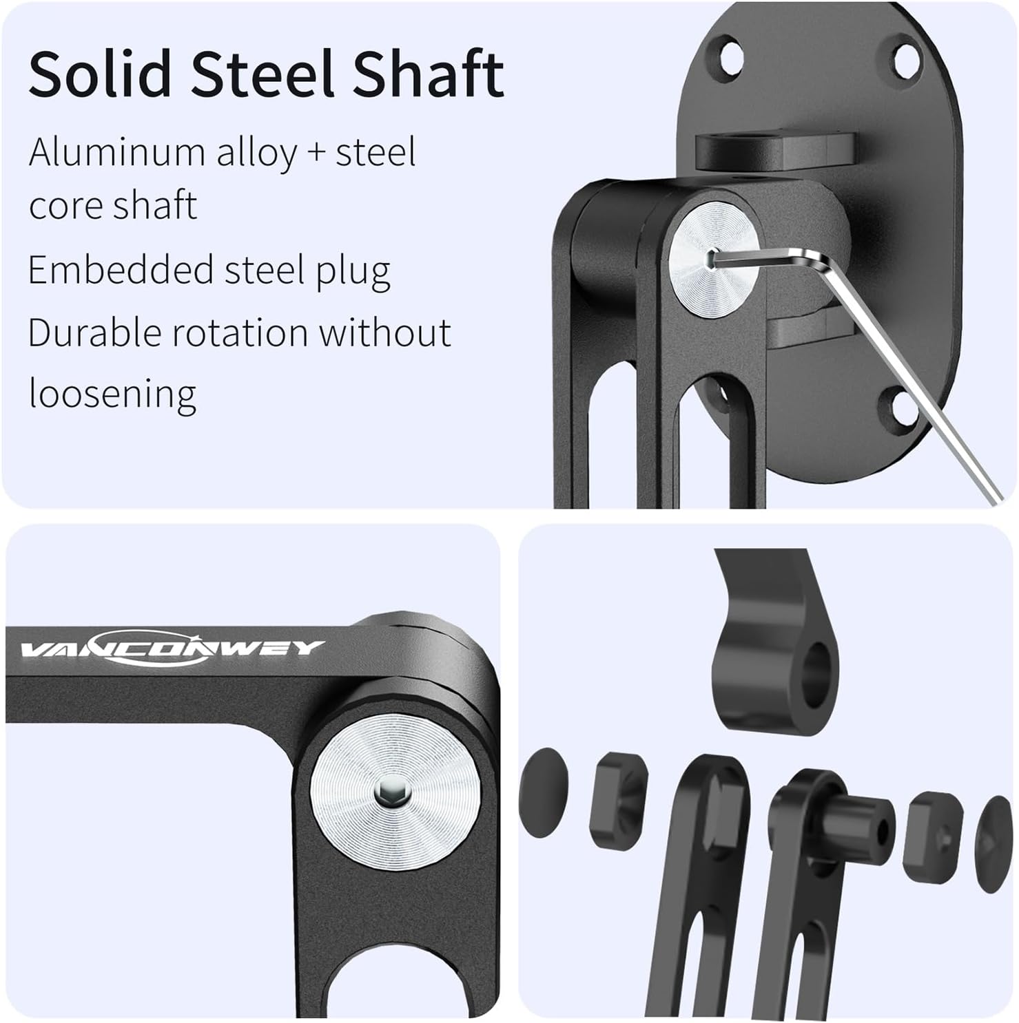 ipad Wall Mount,Swivel & Tilt,AluminiumTablet Wall Mount,Adjustable and Foldable for 4.7-13 Inch Phones and Tablets,1 Packs,Black,VC-Z1218